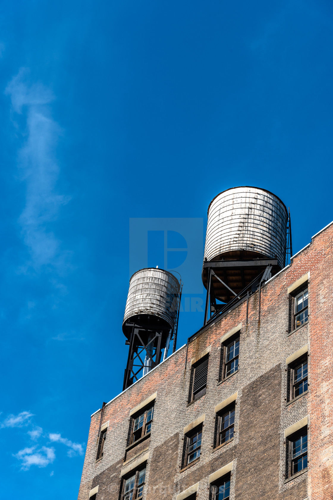 "Water tanks in Tribeca in New York" stock image