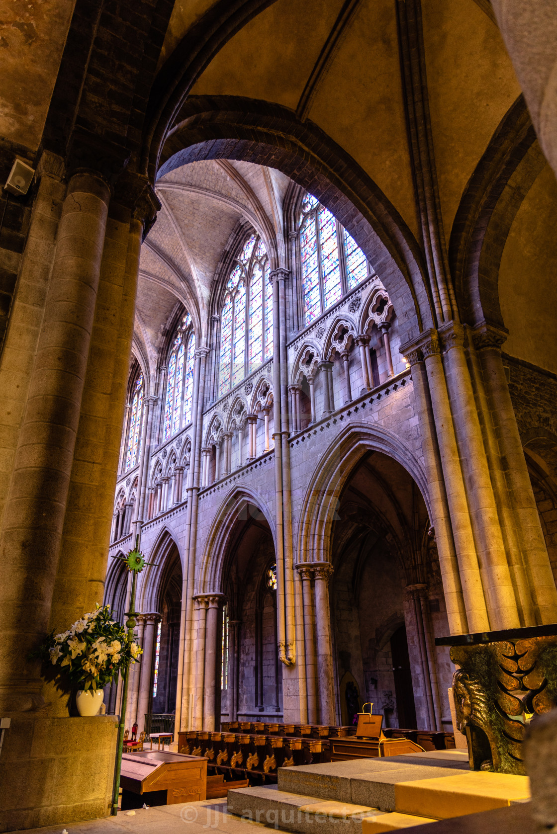 "Interior view of Saint Vincent Cathedral of Saint Malo" stock image