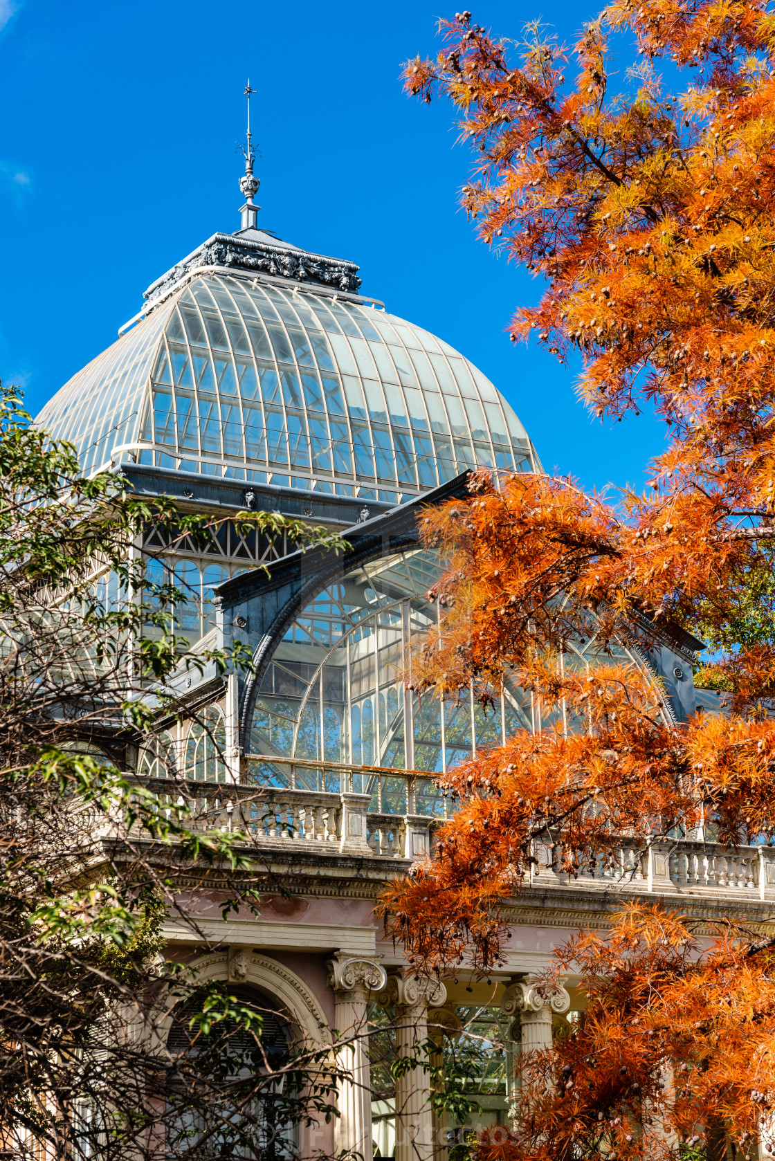 "Exterior view of Crystal Palace of Madrid" stock image