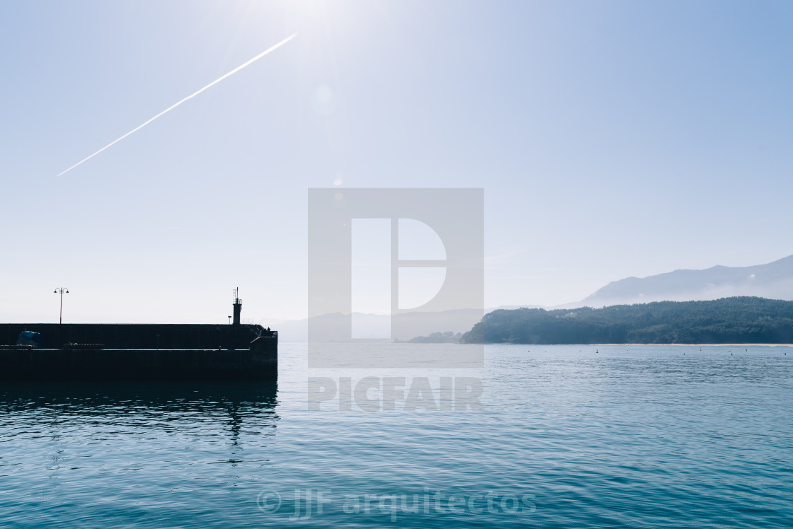 "Scenic view of the harbour of Lastres" stock image