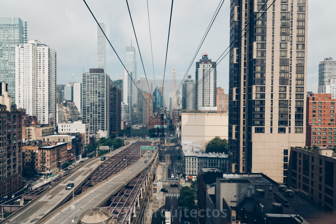 "Aerial cityscape of Upper East Side of Manhattan" stock image