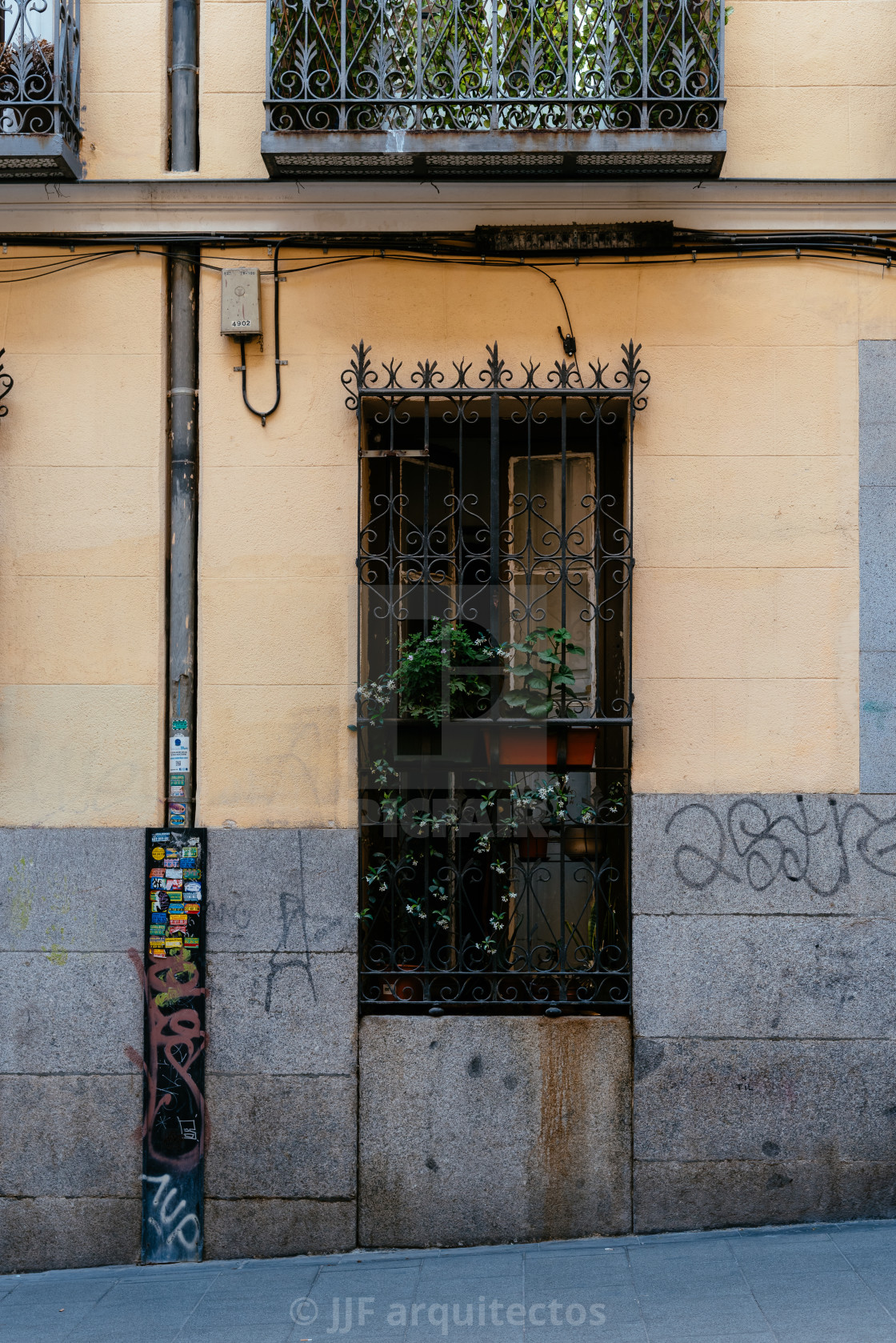 "Old window in Malasana district in Madrid" stock image