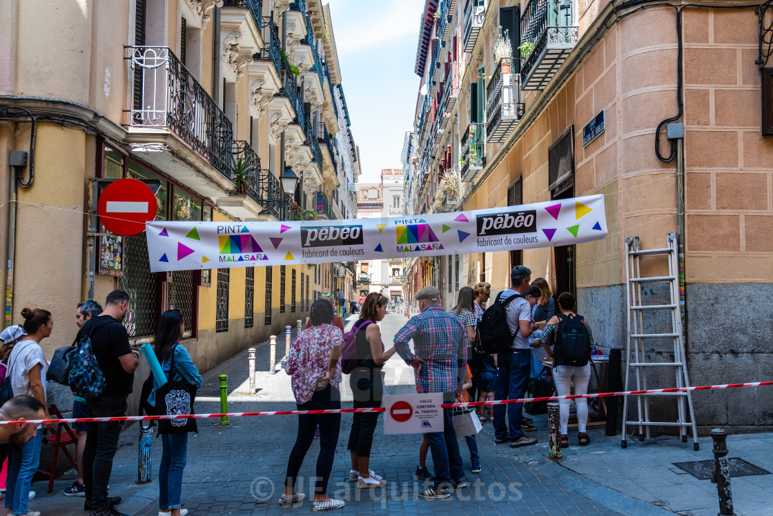 "Street scene during Graffiti festival in Malasana district in Ma" stock image