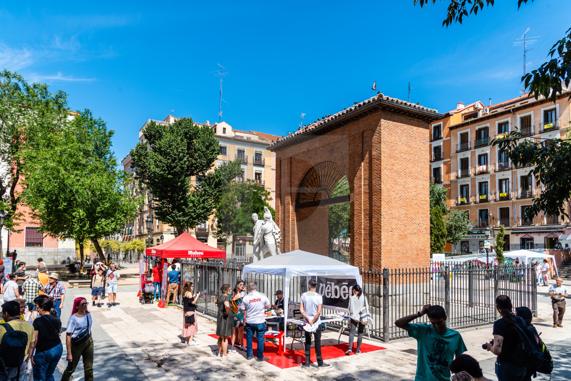 "Dos de Mayo Square in Malasana district in Madrid" stock image