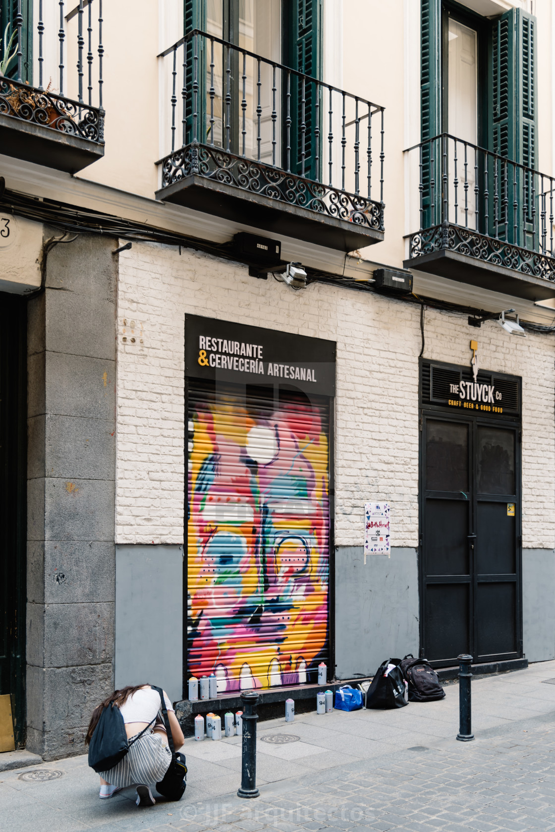 "Colorful storefront in Malasana district in Madrid" stock image