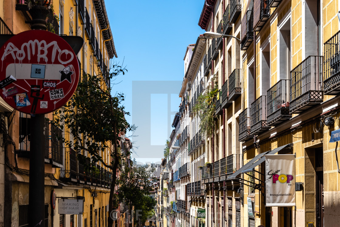 "Cityscape of Malasana district in Madrid" stock image