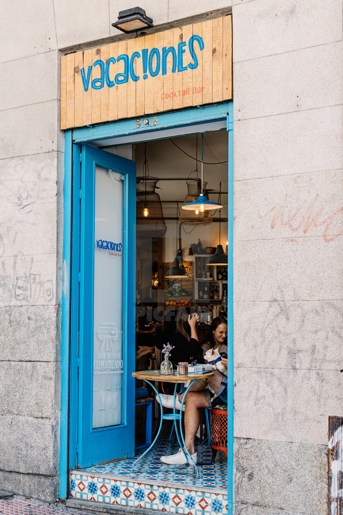 "Vintage bar in Malasana district in Madrid" stock image