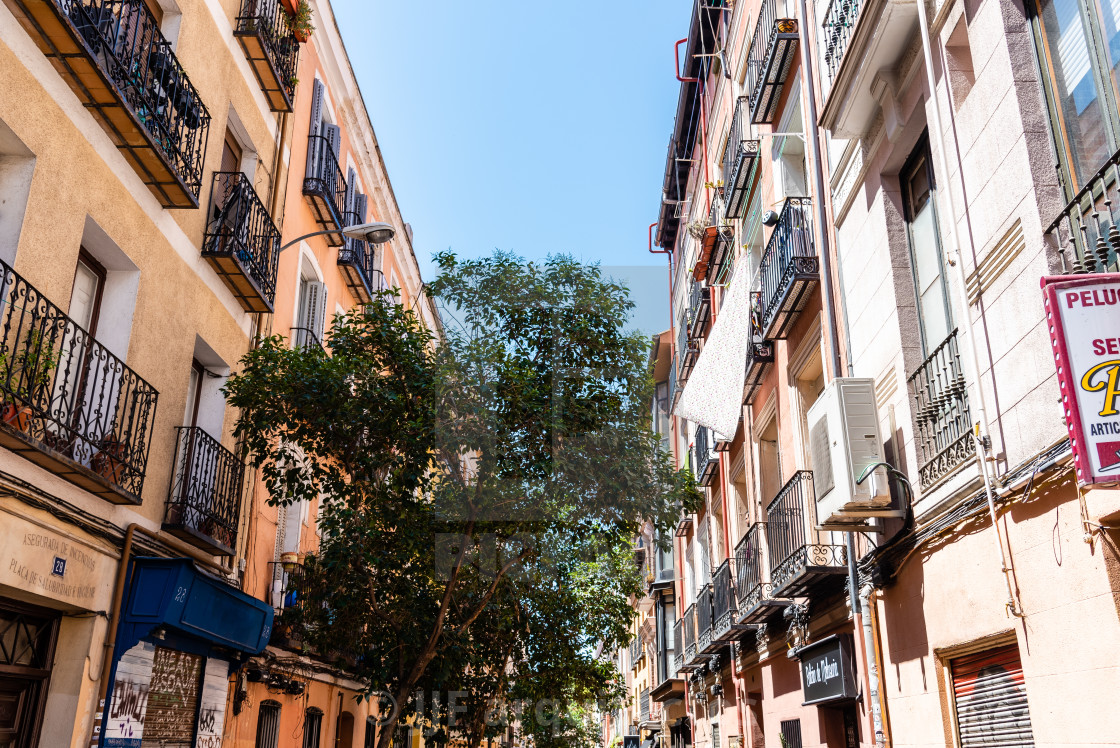 "Cityscape of Malasana district in Madrid" stock image