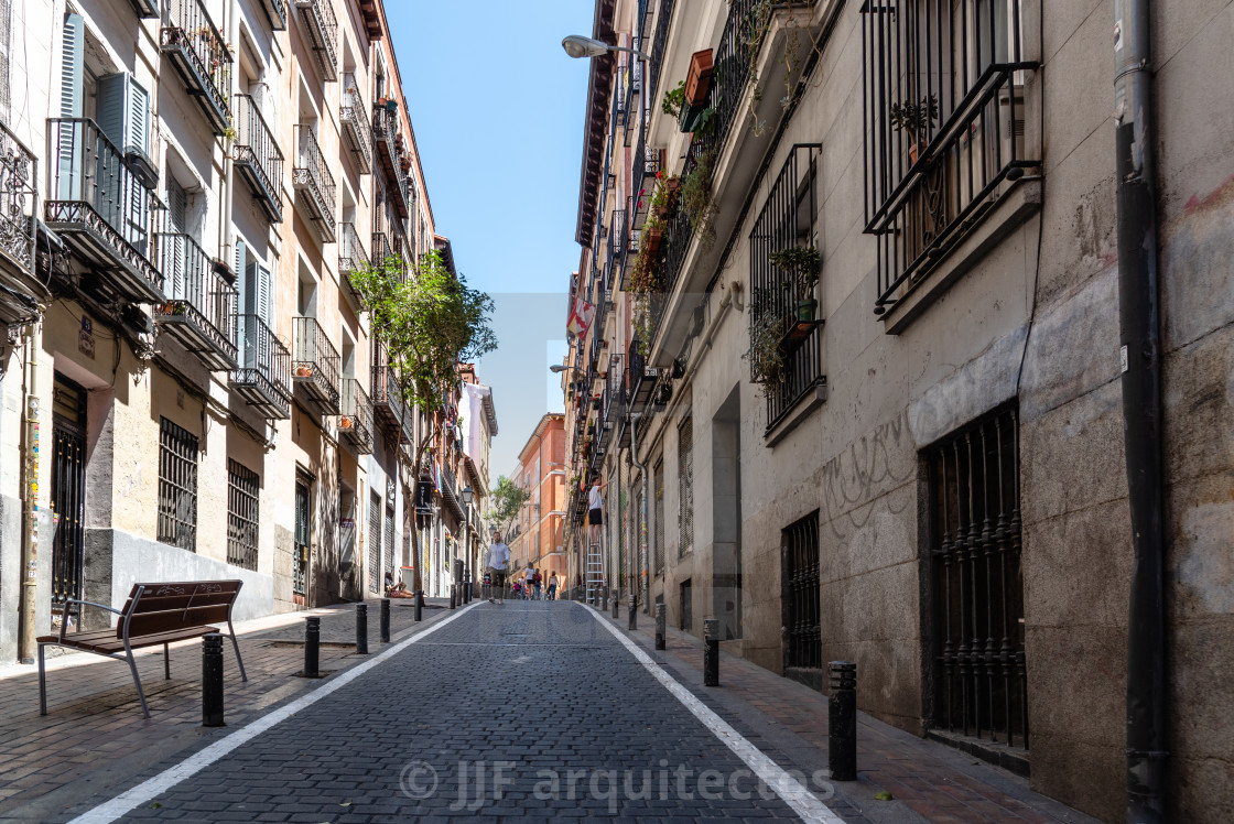 "Cityscape of Malasana district in Madrid" stock image