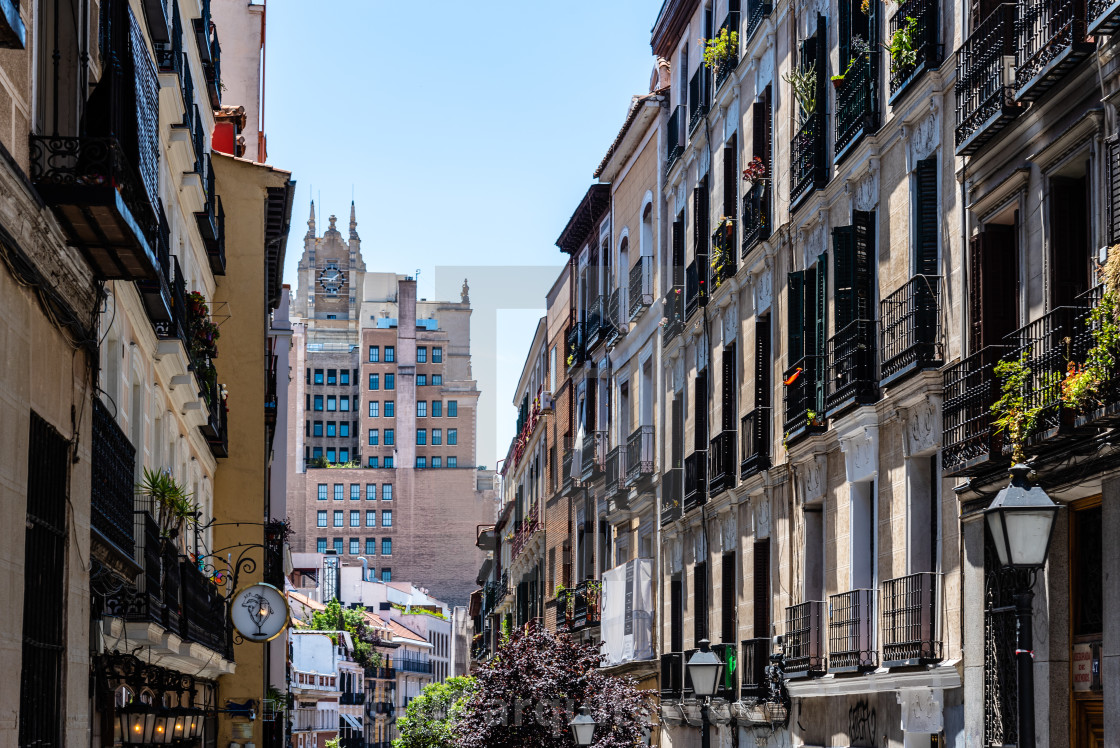 "Cityscape of Malasana district in Madrid" stock image