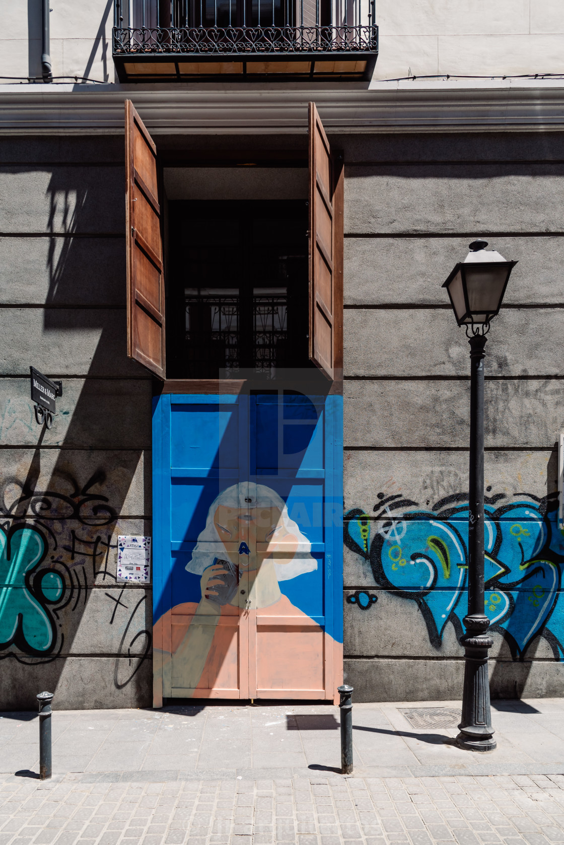 "Colorful storefront in Malasana district in Madrid" stock image