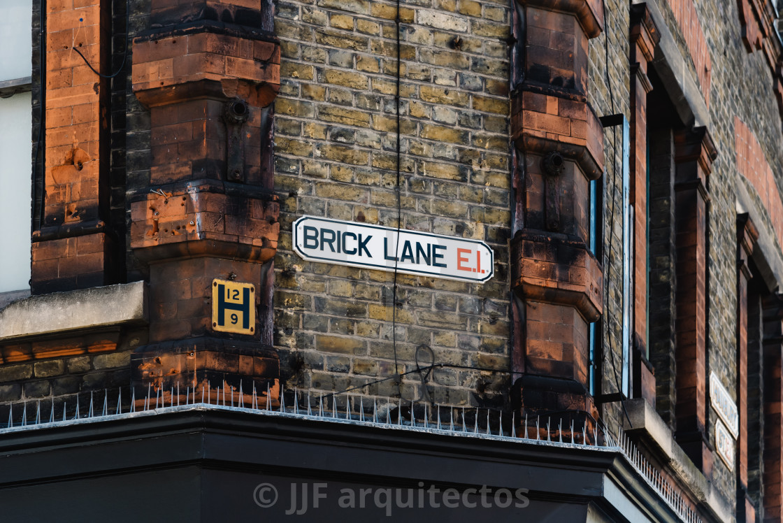 "Brick Lane street name sign in London" stock image