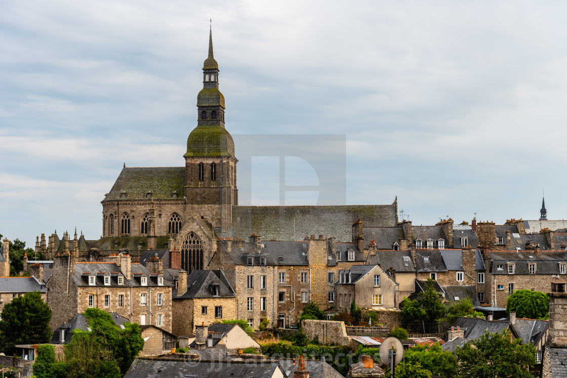 "Aerial view of the medieval town of Dinan" stock image