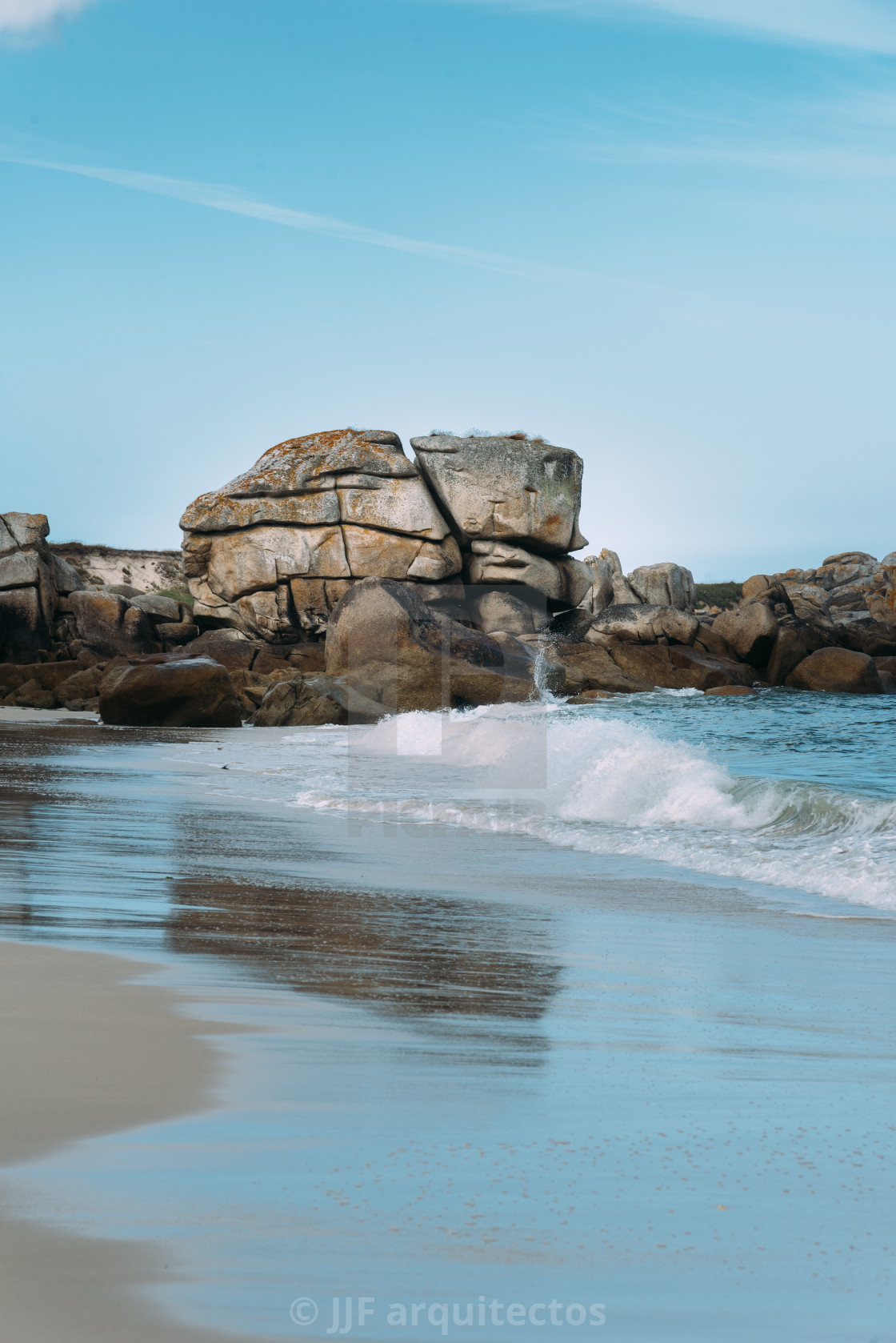 "Beach in the coast of Kerlouan, Brittany" stock image