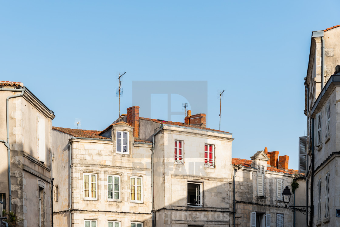 "Decadent old residential buildings in European city" stock image