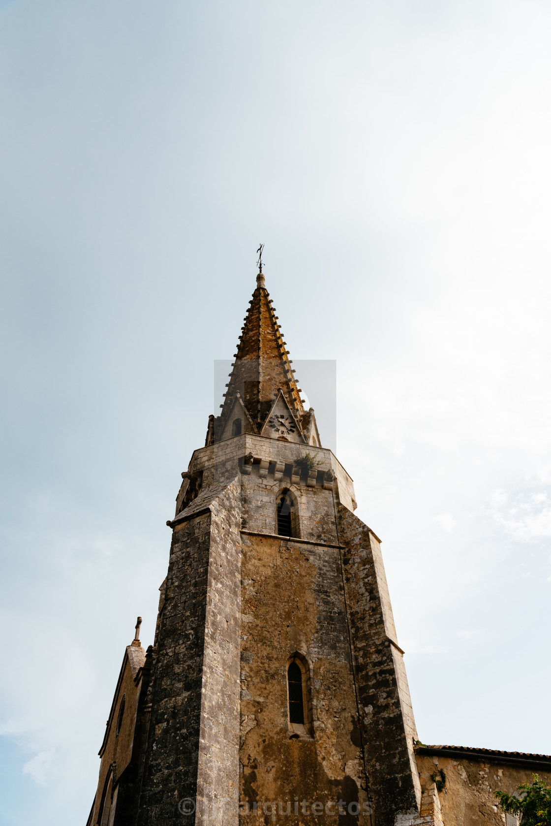 "The tower of the medieval church of Sainte-Marie-de-Re" stock image