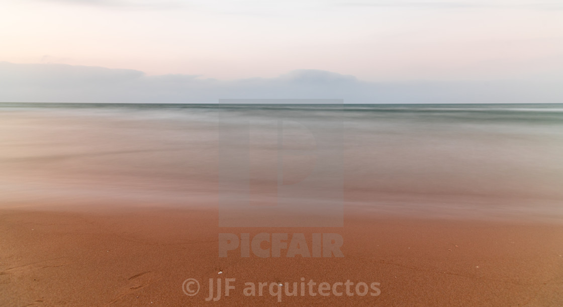 "Long exposure view of beach in Mediterranean Sea" stock image