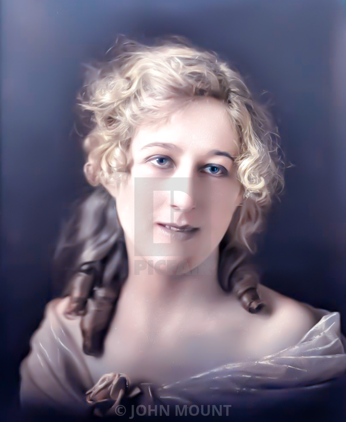 "VINTAGE COLORIZED STUDIO PORTRAIT OF BEAUTIFUL WOMAN" by JOHN MOUNT - £20.00 "VINTAGE COLORIZED STUDIO PORTRAIT OF BEAUTIFUL WOMAN" stock image