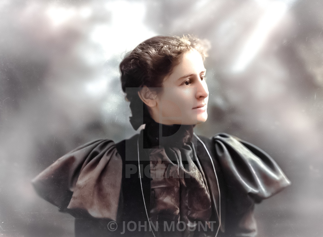 "VINTAGE STUDIO PORTRAIT OF BEAUTIFUL WOMAN IN ELEGANT DRESS" by JOHN MOUNT - £20.00 "VINTAGE STUDIO PORTRAIT OF BEAUTIFUL WOMAN IN ELEGANT DRESS" stock image