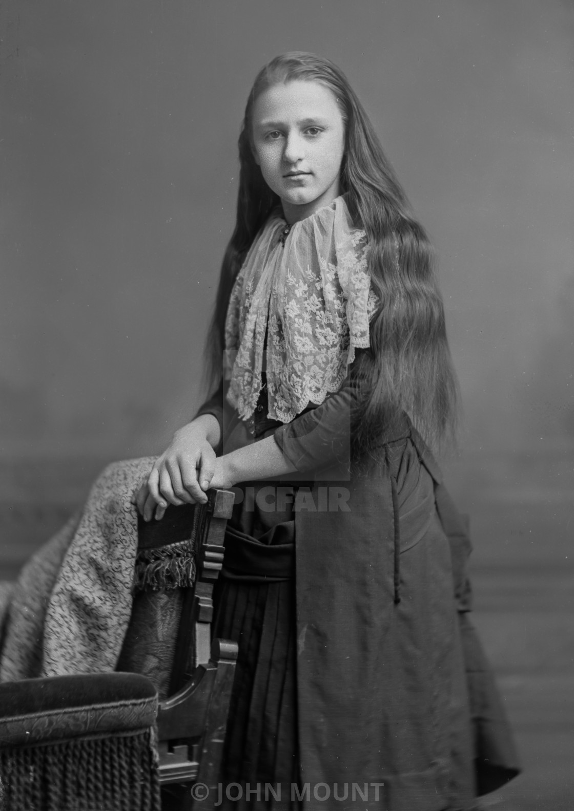 "Antique Portrait of Young Girl" by JOHN MOUNT - £20.00 "Antique Portrait of Young Girl" stock image