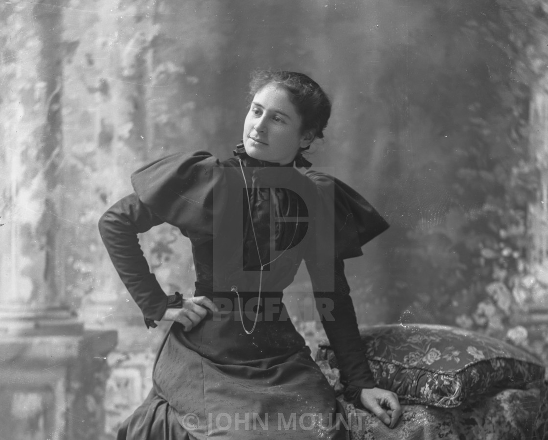 "Antique portrait of elegant young woman" by JOHN MOUNT - £20.00 "Antique portrait of elegant young woman" stock image