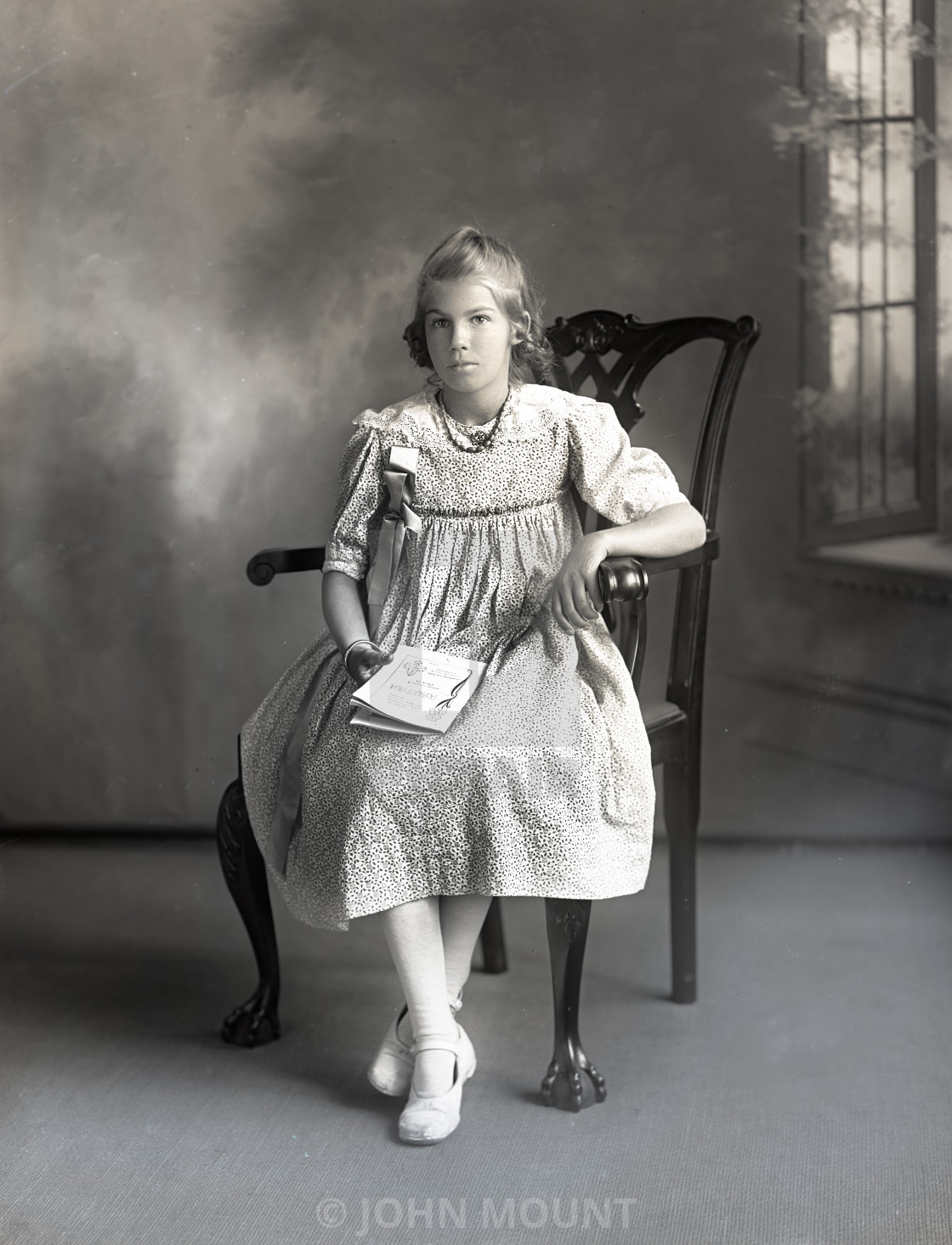 "Antique Portrait of Young Girl" by JOHN MOUNT - £20.00 "Antique Portrait of Young Girl" stock image