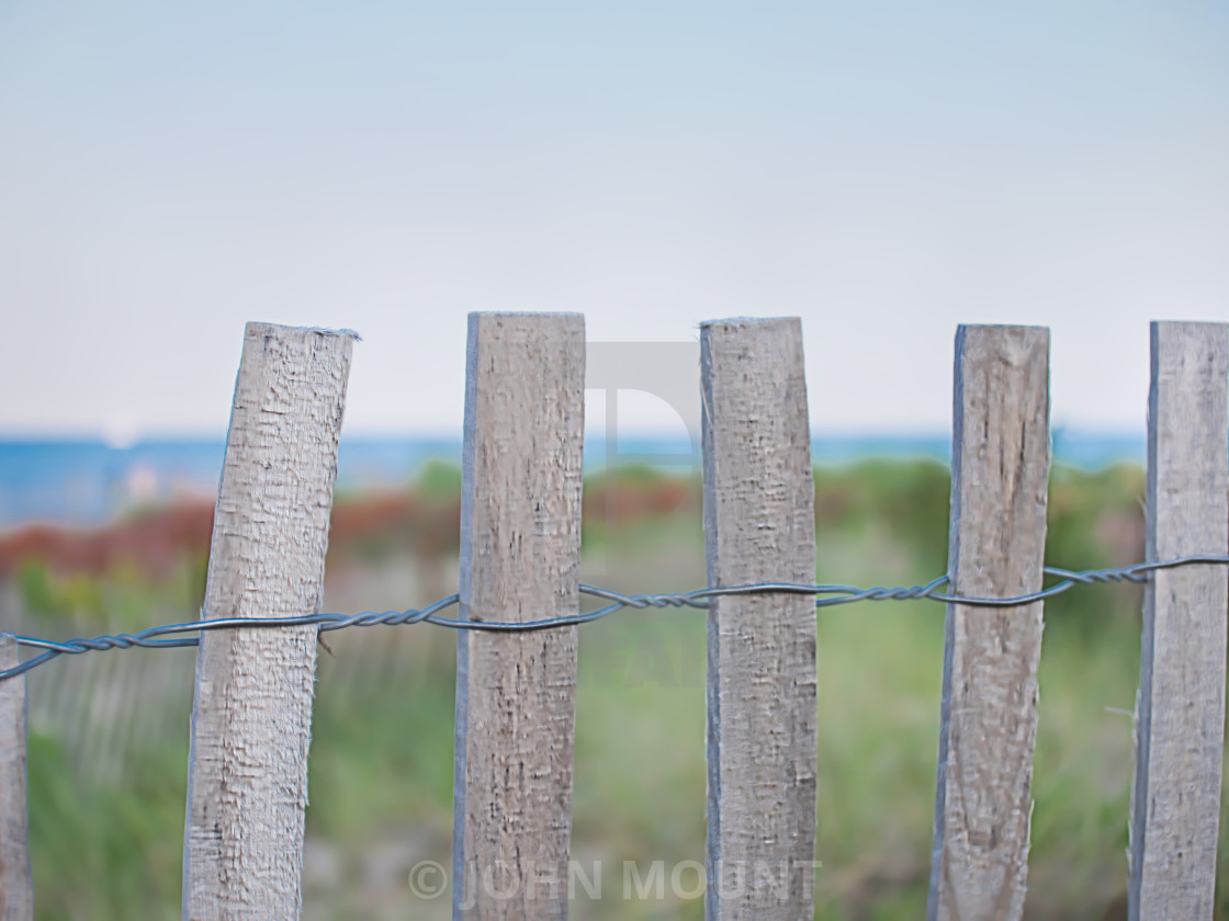 "ocean view fence and meadow" by JOHN MOUNT - £20.00 "ocean view fence and meadow" stock image