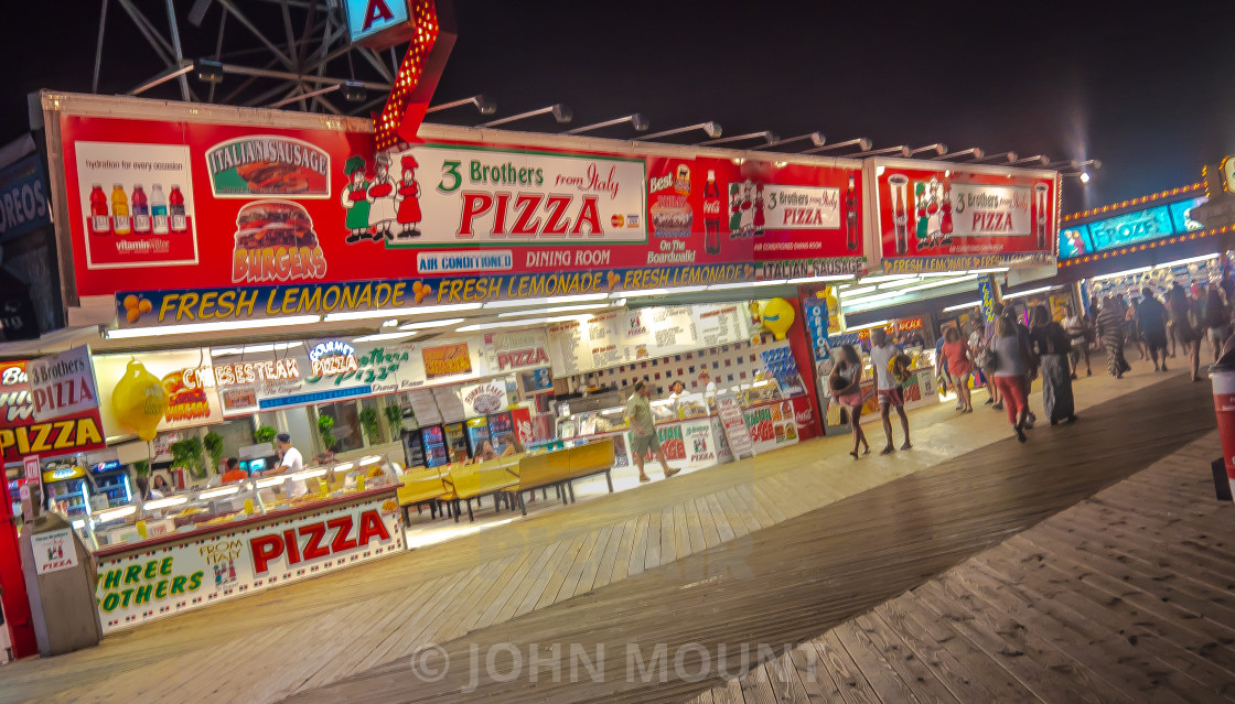 "Pizza on the Boardwalk in Seaside Heights NJ" by JOHN MOUNT - £20.00 "Pizza on the Boardwalk in Seaside Heights NJ" stock image