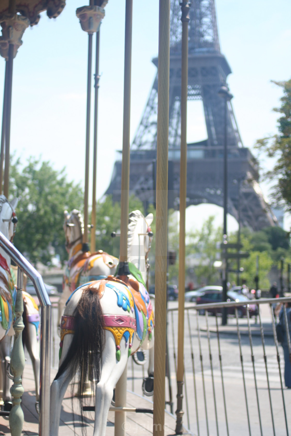 "Eiffel merry go round" stock image