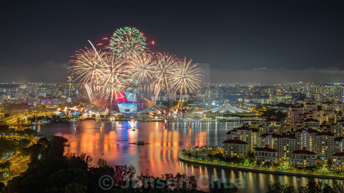 "Singapore National Day Parade Preview 1 Fireworks" stock image