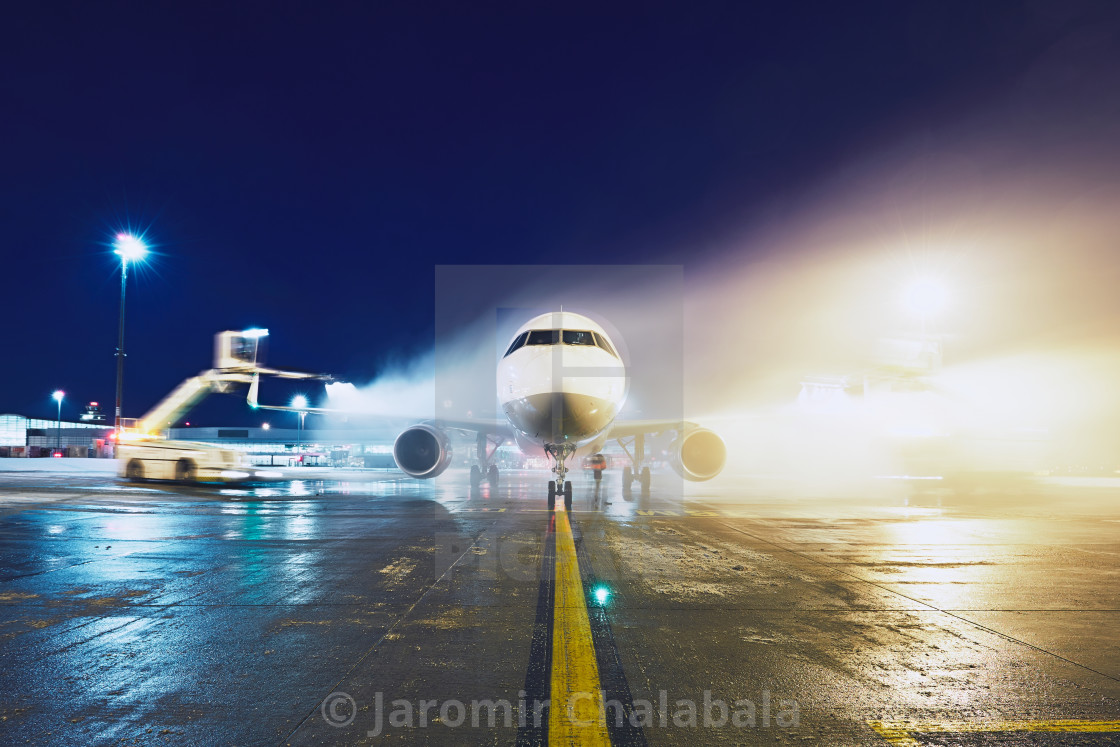 "Deicing of the airplane" stock image