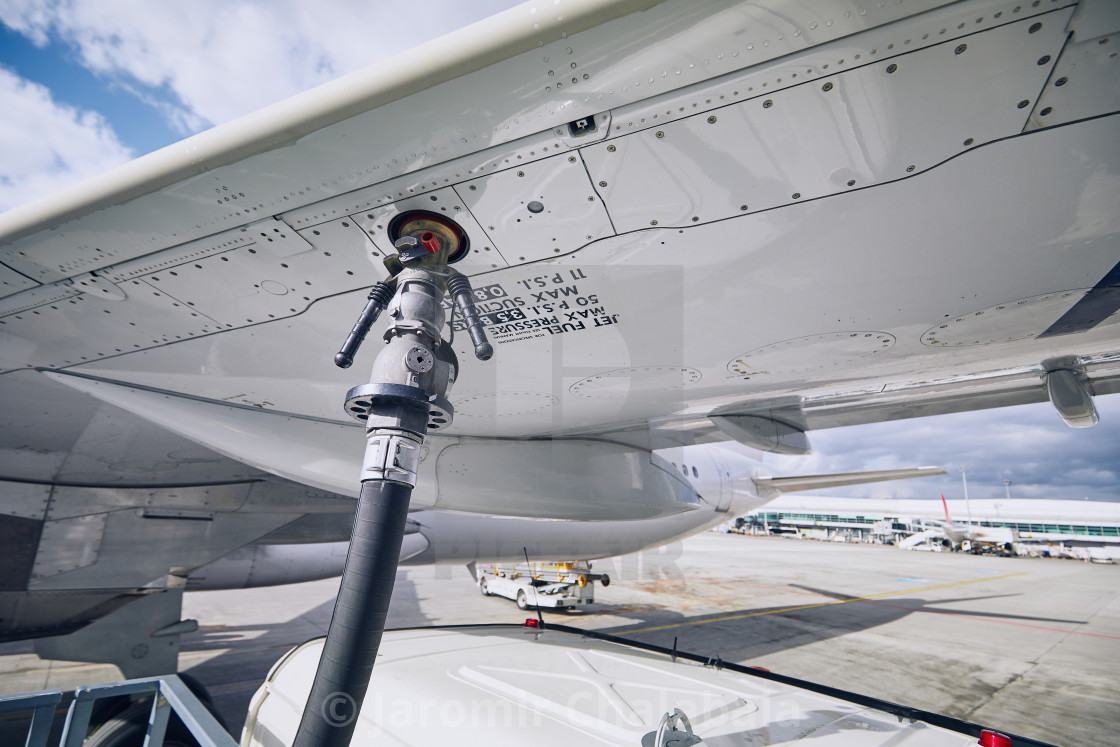 "Refueling of airplane" stock image