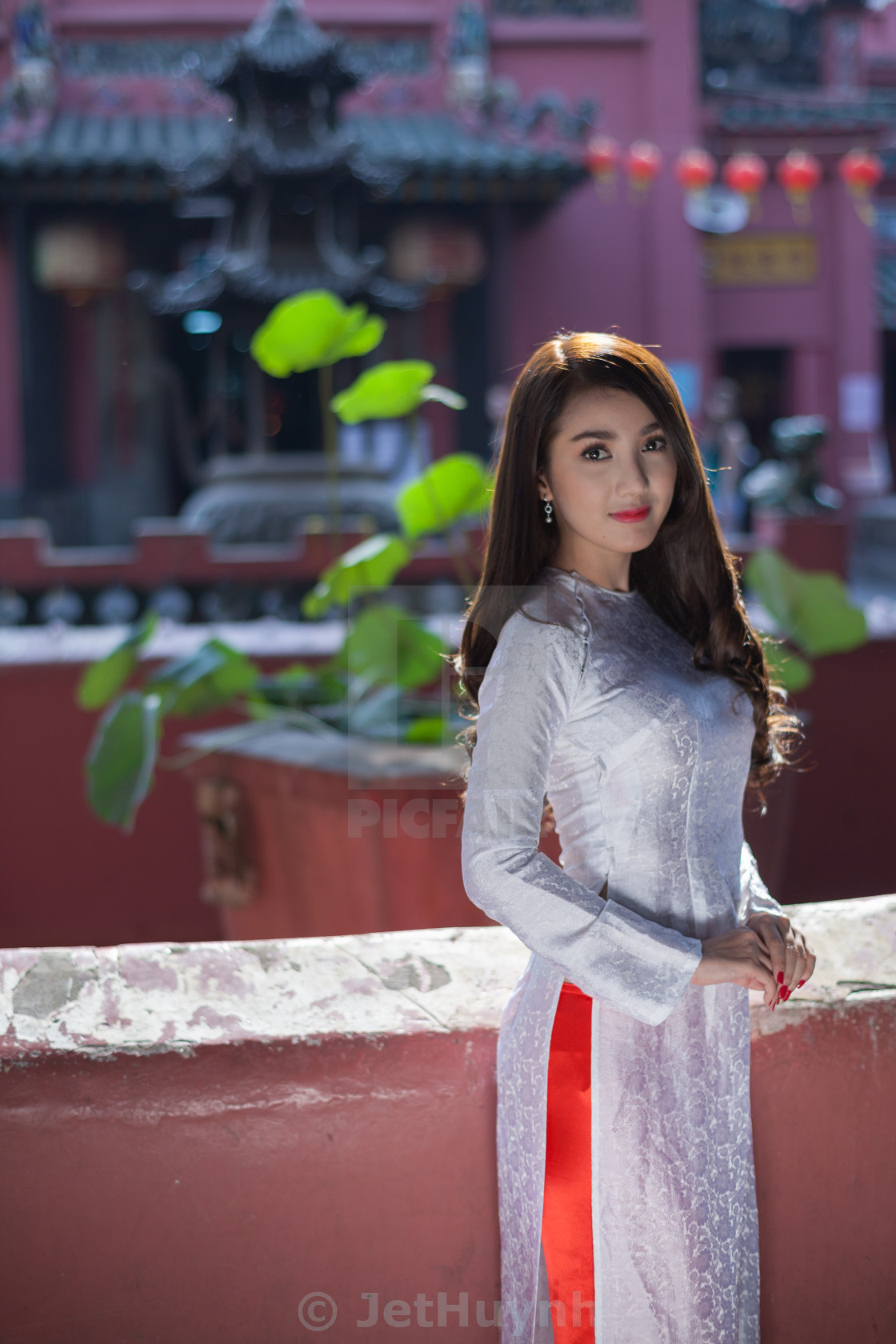 Beautiful Vietnamese Woman With Red Ao Dai Photograph By Huynh Thu Pixels