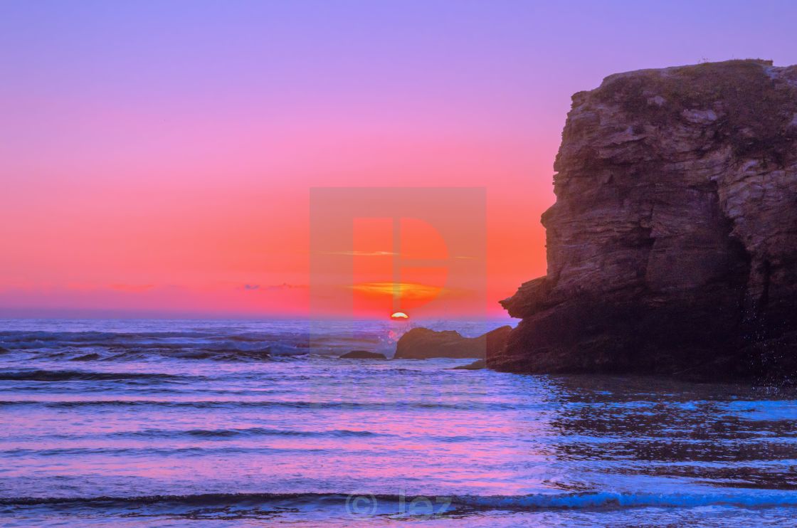 "Perranporth at Dusk" stock image