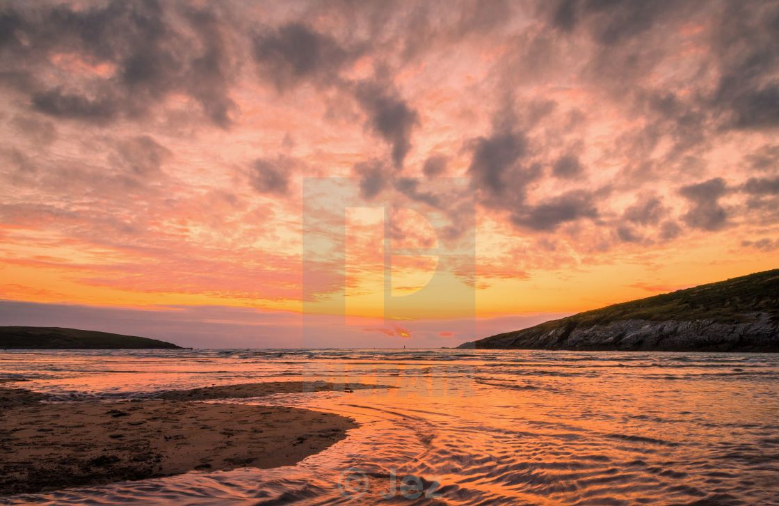 "Crantock dusk" stock image