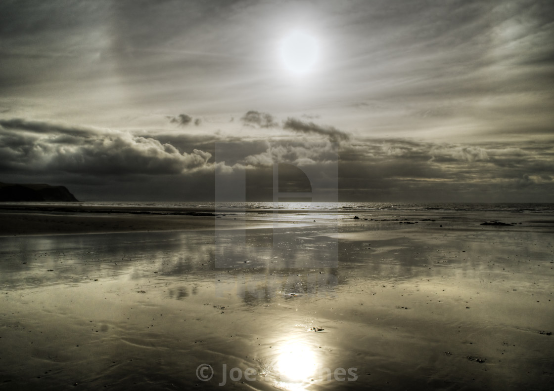 "Low tide at Borth Beach" stock image