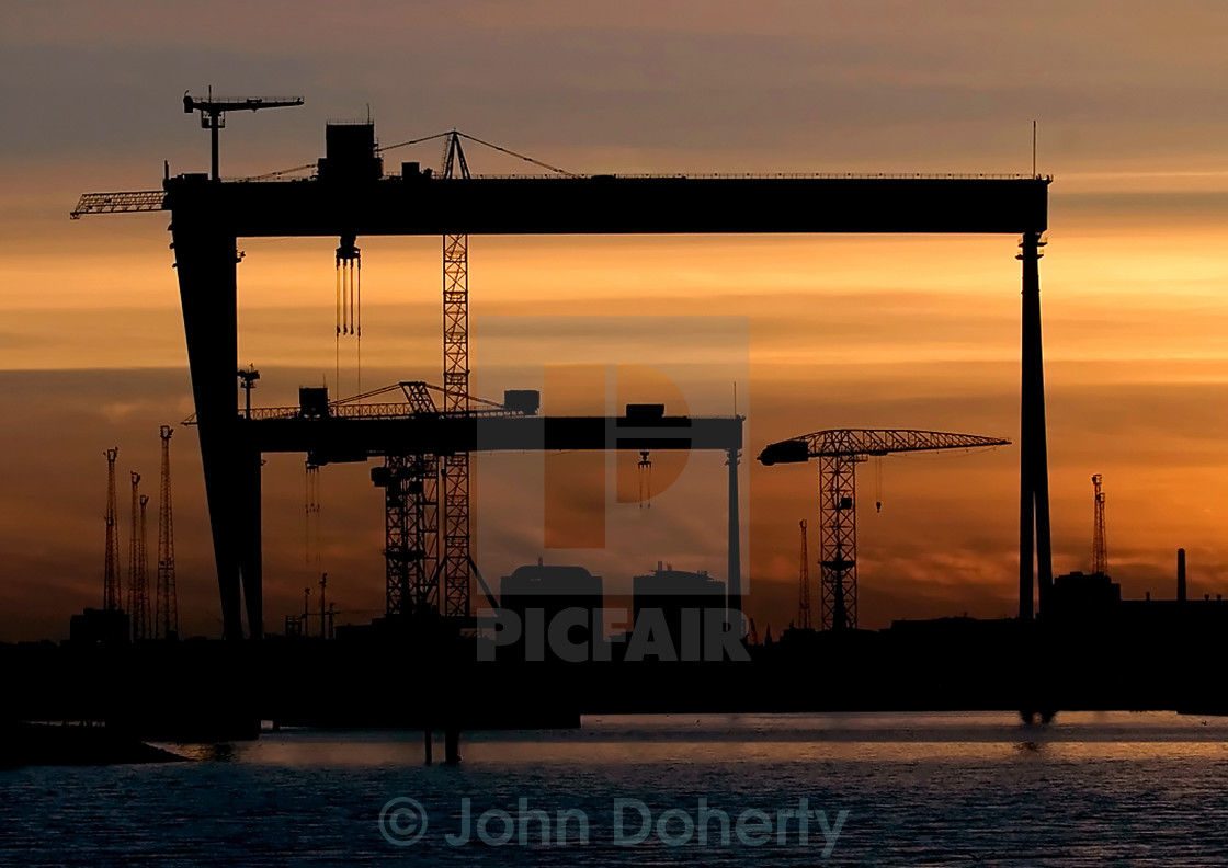 "Harland and Wolff Cranes in Belfast" stock image