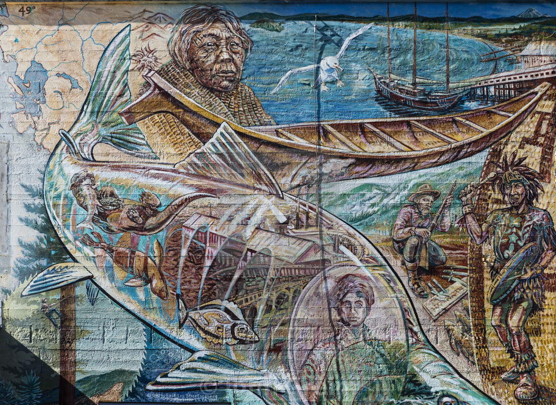 Mural Depicting Local Native American Culture Bellingham