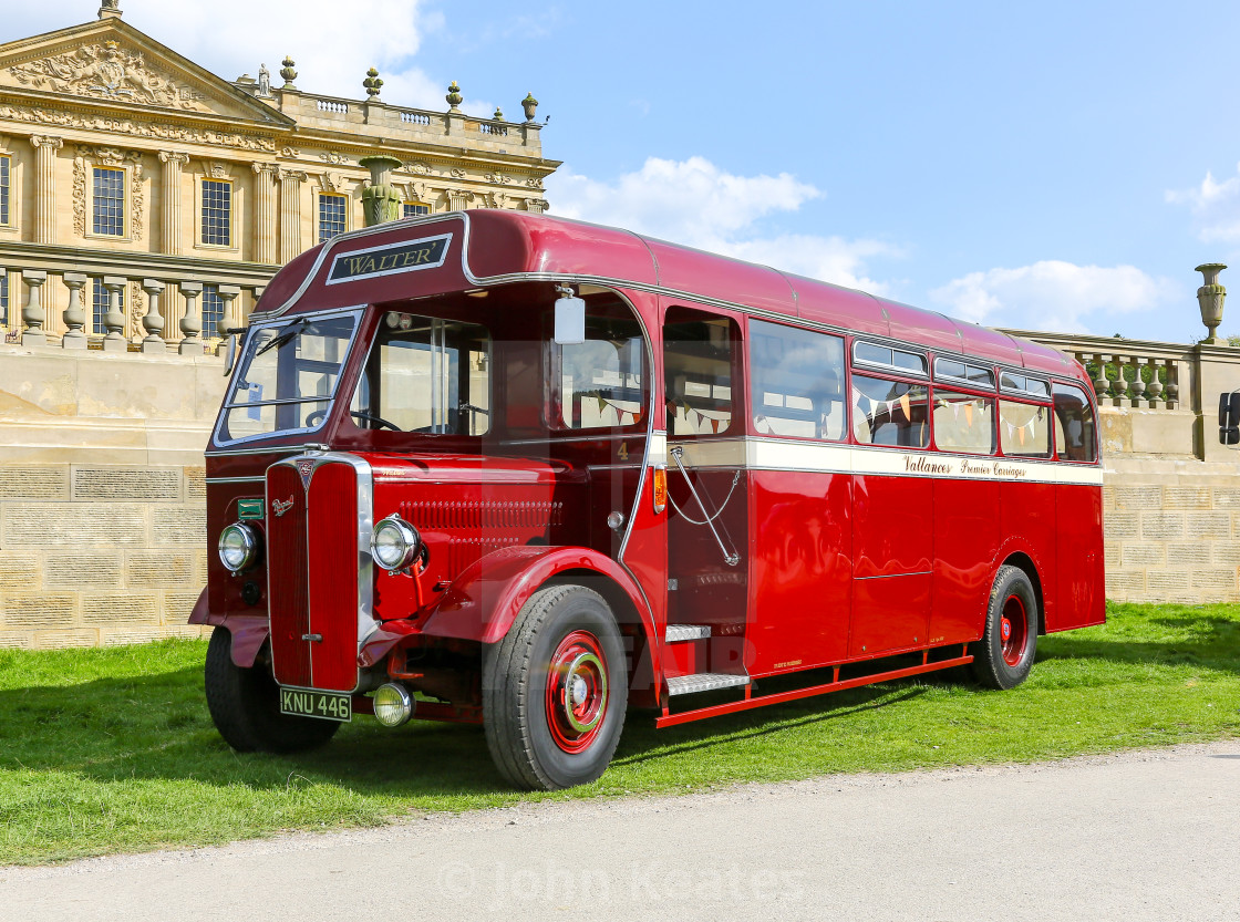 "A 1946 AEC Regal bus or coach in the livery of Vallances Coaches" stock image