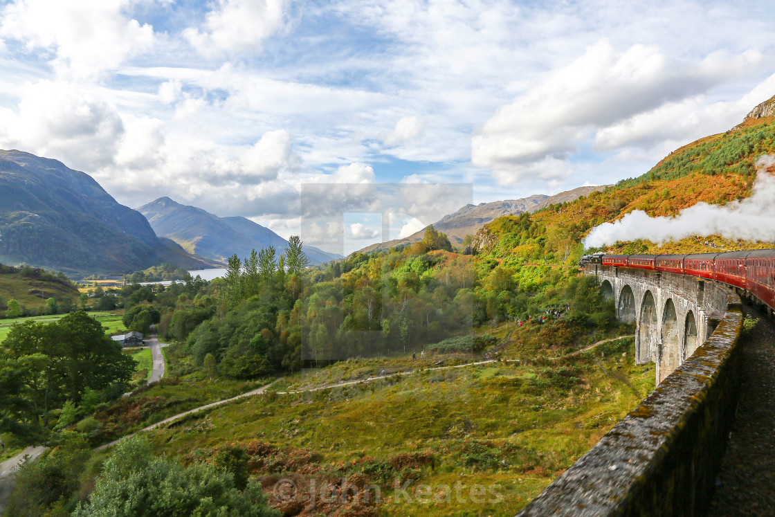 "The Jacobite Express or Hogwarts Express on the Glenfinnan Viaduct" stock image