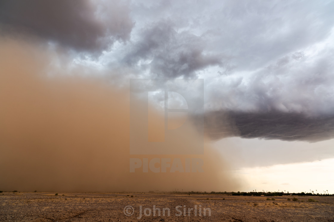 "Haboob dust storm in the desert" stock image