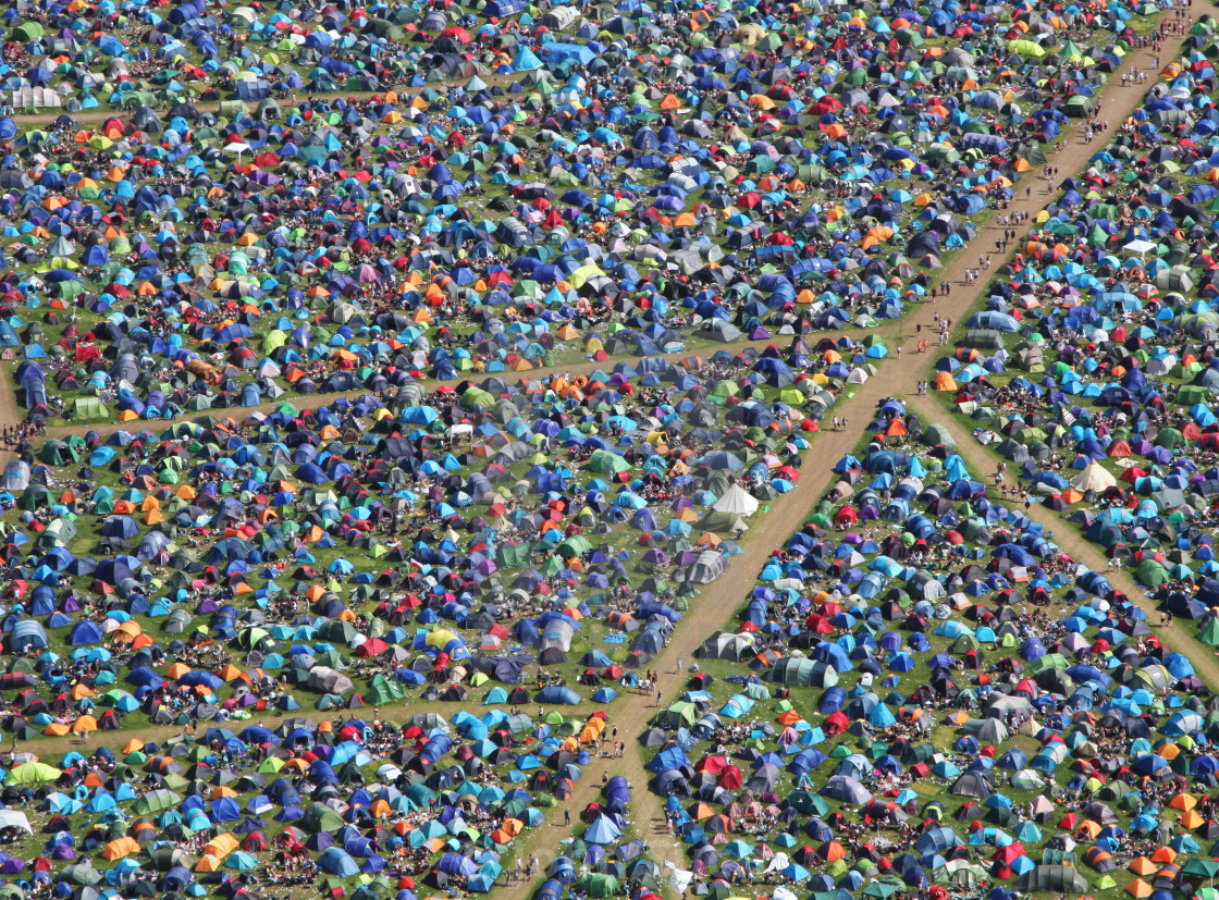 "Aerial of festival camping" stock image