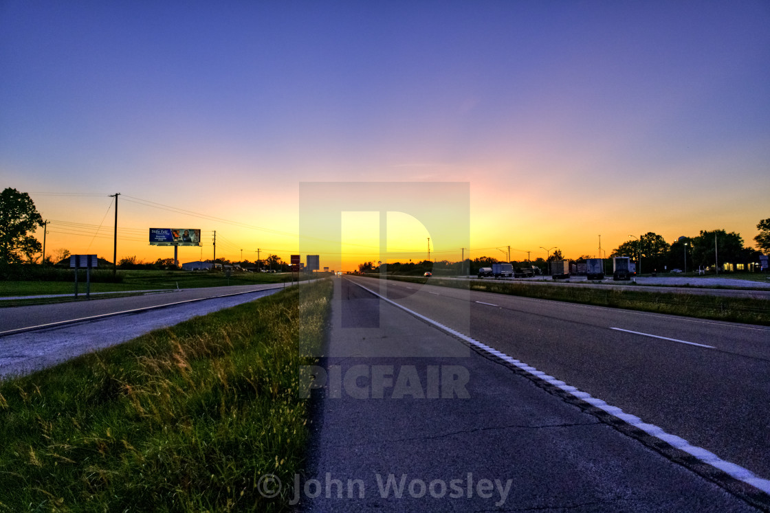 "Sunset in Missouri on interstate 70" stock image