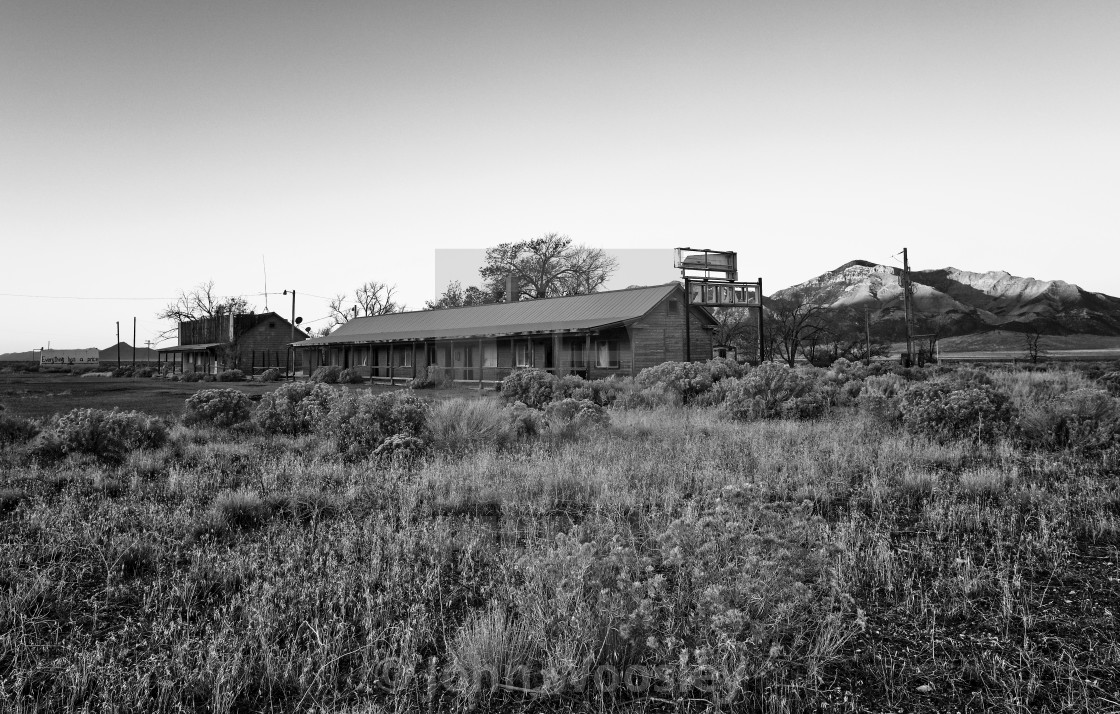 "Abandoned Hotel in Black and White" stock image