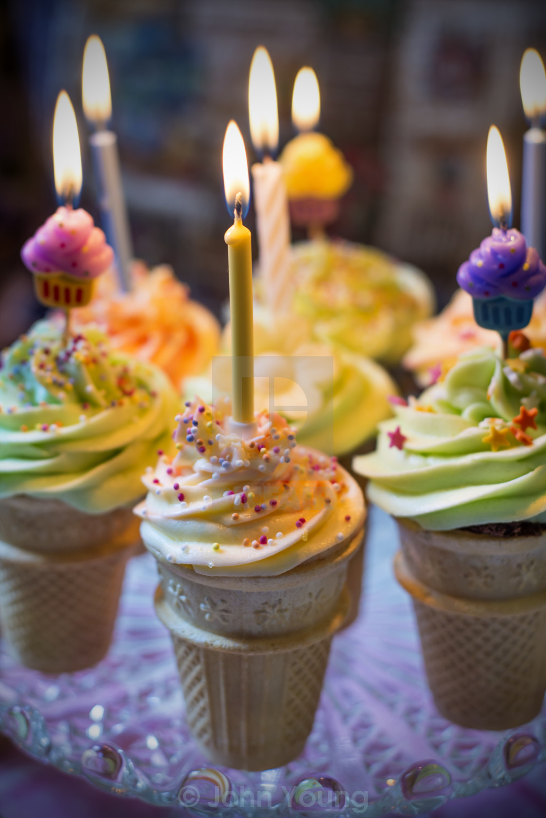 "Ice-Cream Cone Birthday Cake" by John Young - $6.09 "Ice-Cream Cone Birthday Cake" stock image