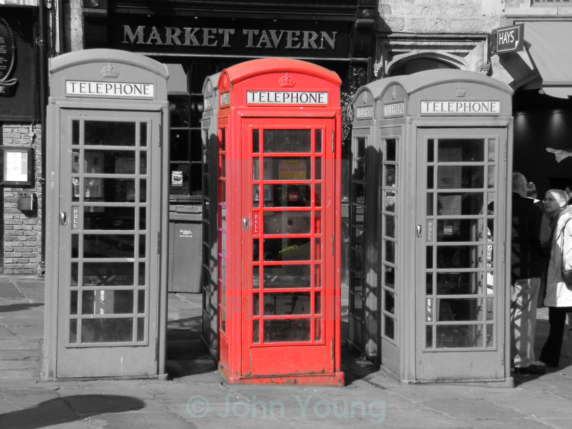"Durham Phone Boxes" by John Young - $6.09 "Durham Phone Boxes" stock image