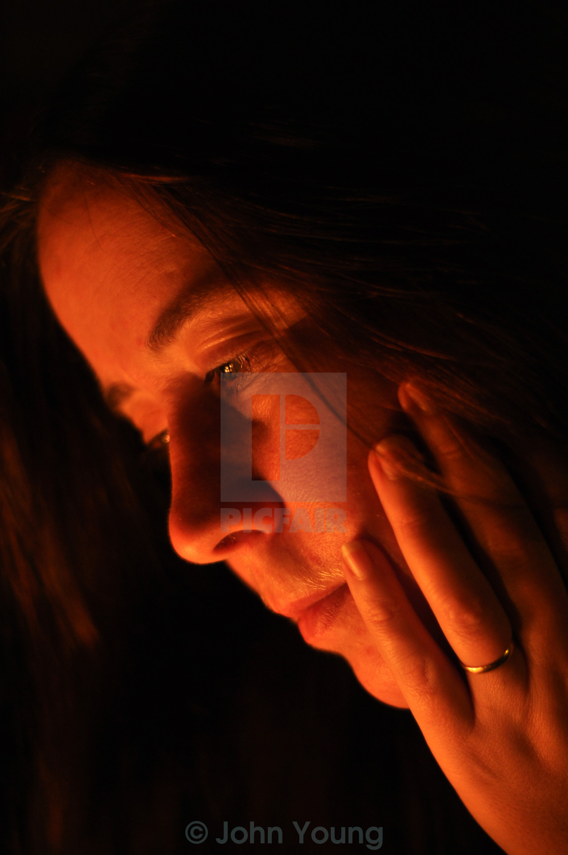 "Lady by candlelight" by John Young - $6.09 "Lady by candlelight" stock image