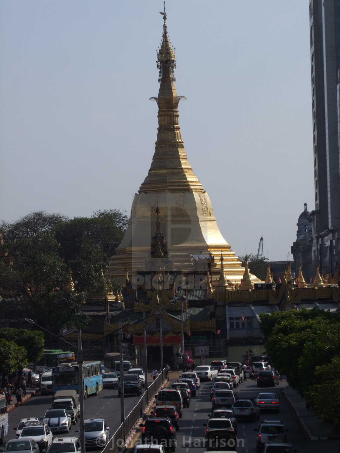 "Gold Stupa, Sule Pagoda, Yangon" stock image