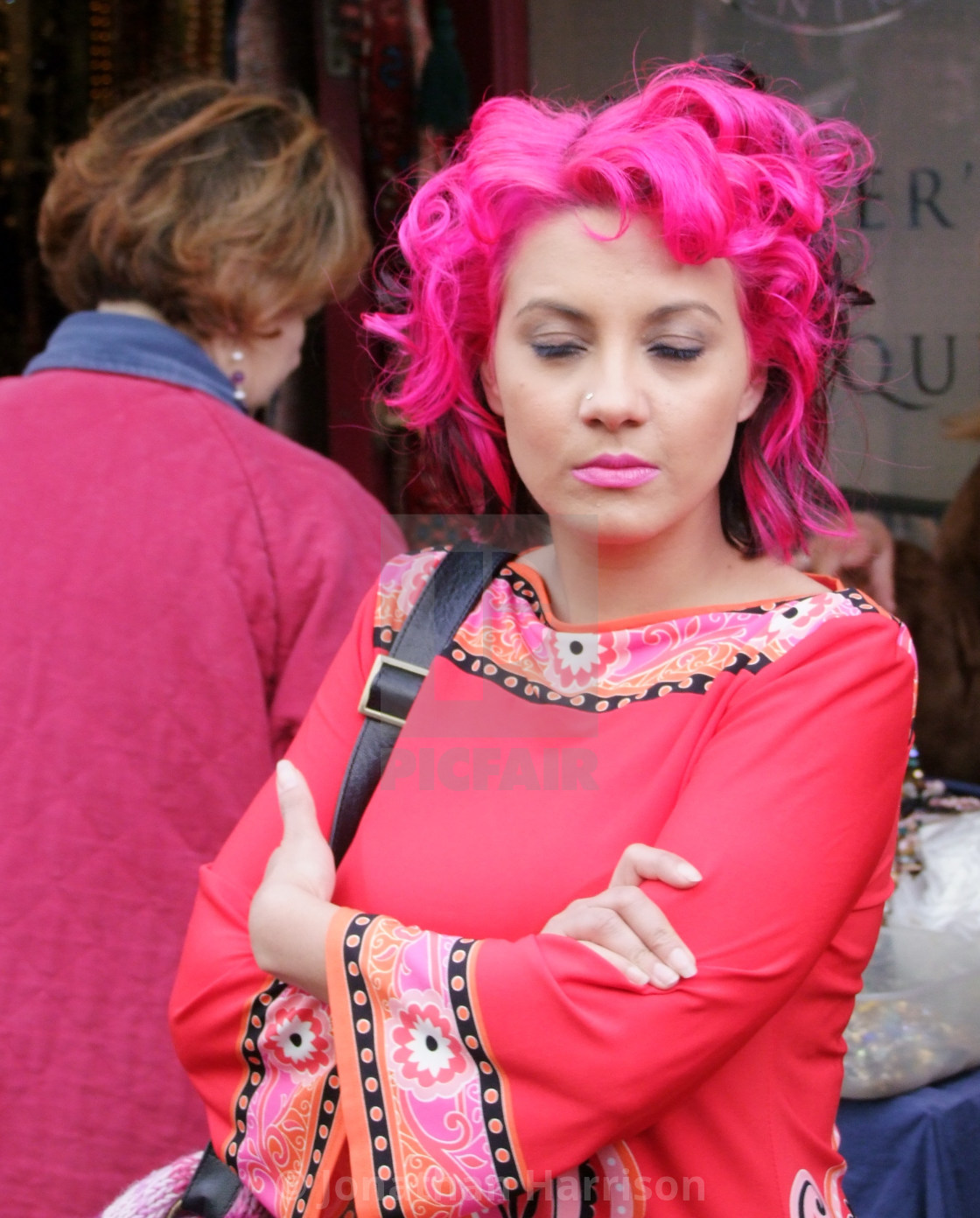 "Woman with Pink Hair, Portobello Market" by Jonathan Harrison - $12.44 "Woman with Pink Hair, Portobello Market" stock image