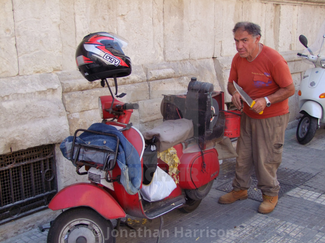 "Sicilian Knife Sharpener, Syracusa" by Jonathan Harrison - $12.44 "Sicilian Knife Sharpener, Syracusa" stock image
